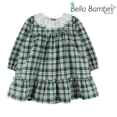 Baby Ferr Older Girls Bottle Green Check Dress