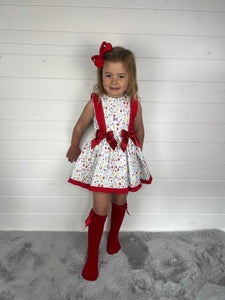 Ceyber Girls Red Fruit Double Bow Dress