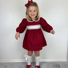 Load image into Gallery viewer, Mabini Girls Burgundy Smock Dress