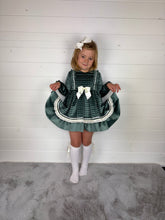Load image into Gallery viewer, Ceyber Green Check Velvet Dress