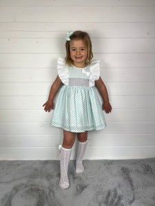 Ceyber Girls Mint Star Frill Shoulder Dress