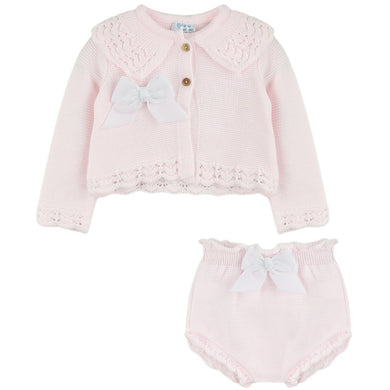 Dulce De Fresa Baby Girls Light Pink Knit Set
