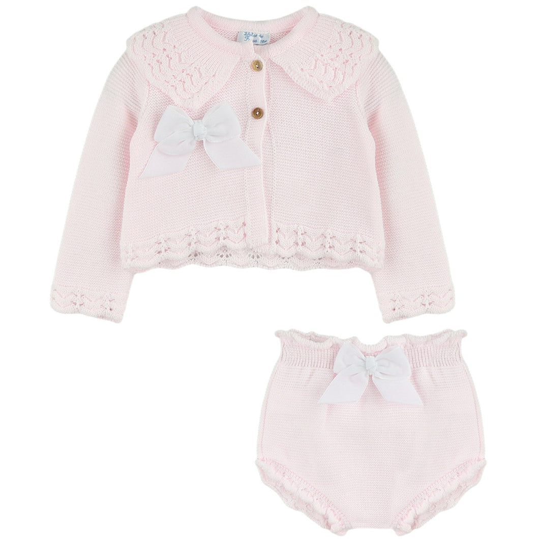 Dulce De Fresa Baby Girls Light Pink Knit Set