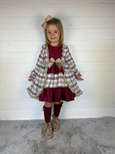 Load image into Gallery viewer, Ceyber Girls Burgundy and Tan Dress