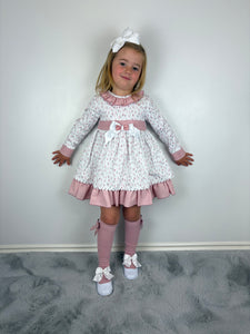 Ceyber Dusky Pink and White Dress