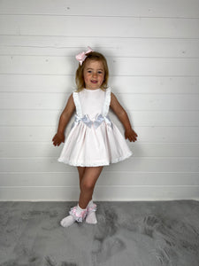 Ceyber Girls Pink Waffle Double Bow Dress