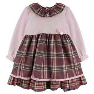 Baby Ferr Older Girls Plum Check Dress