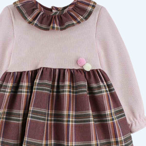 Baby Ferr Older Girls Plum Check Dress