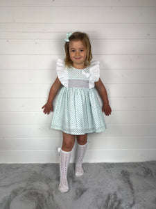 Ceyber Girls Mint Star Frill Shoulder Dress