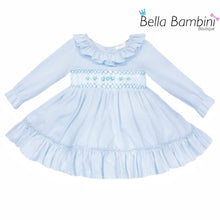 Load image into Gallery viewer, Wee Me Baby Girls Blue Smock Dress