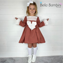 Load image into Gallery viewer, Ceyber Girls Rust Smocked Dress