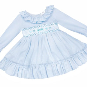 Wee Me Baby Girls Blue Smock Dress