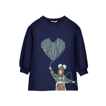 Load image into Gallery viewer, Mayoral Older Girls Navy Graphic Fleece Dress
