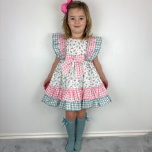 Load image into Gallery viewer, Ceyber Girls Pink Floral Gingham Dress
