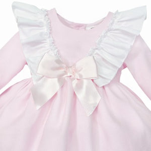 Wee Me Baby Girls Pink Frill Sleeve Dress