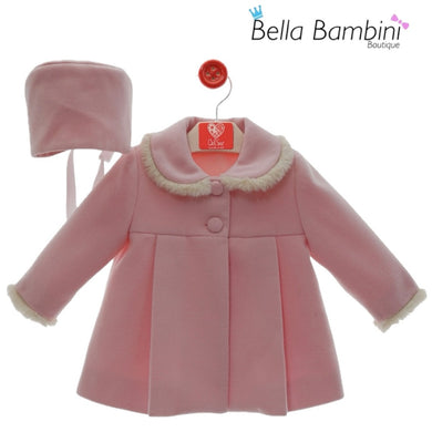 Del Sur Girls Woollen Pink Coat Set