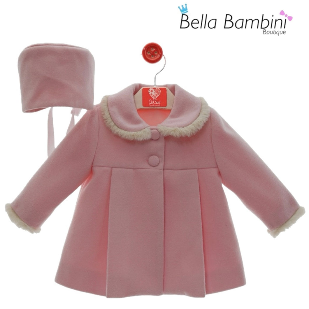 Del Sur Girls Woollen Pink Coat Set