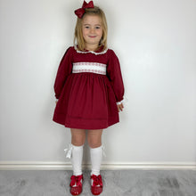 Load image into Gallery viewer, Mabini Girls Burgundy Smock Dress