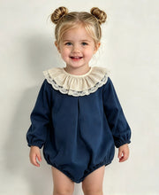 Load image into Gallery viewer, Calamaro Baby Royal Blue Velvet Romper