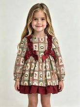 Load image into Gallery viewer, PRE ORDER Ceyber Girls Christmas Patchwork Double Bow Dress