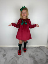 Load image into Gallery viewer, Ceyber Red and Green Velvet Dress