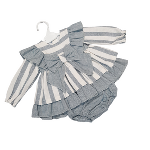 Ceyber Baby Girls Grey Stripe Dress