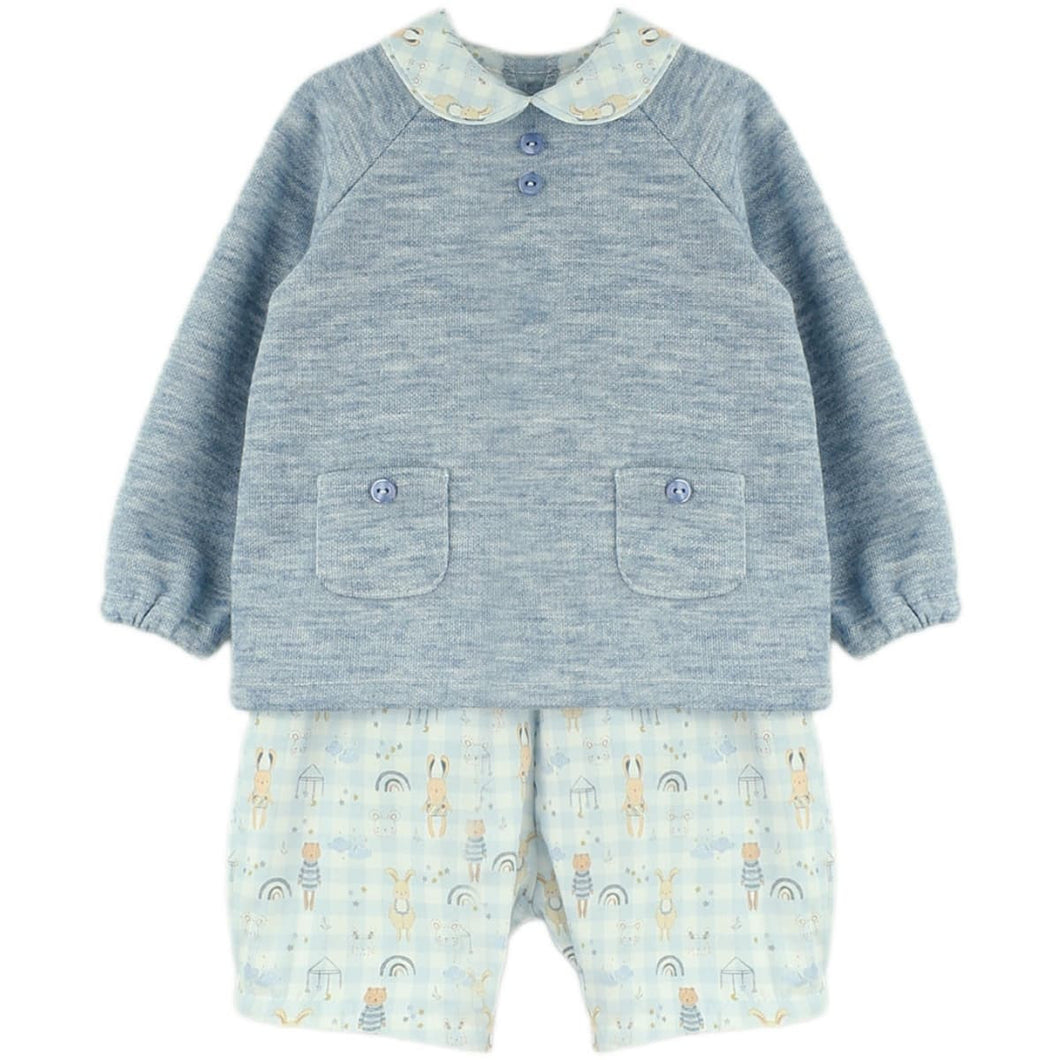 Baby Ferr Boys Blue Animal Short Set