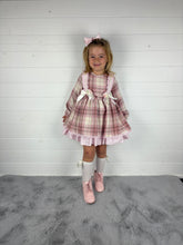 Load image into Gallery viewer, Ceyber Girls Double Bow Cream and Pink Dress