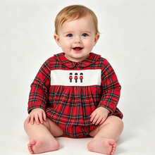 Load image into Gallery viewer, Beau Kid Baby Boys Red Tartan Solider Romper