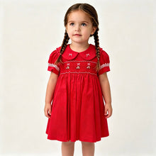 Load image into Gallery viewer, Beau Kid Girls Red Bow Smock Dress