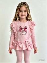 Load image into Gallery viewer, Giorgio Bambini Older Girls Pink Frill Carousel Legging Set