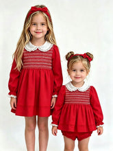 Load image into Gallery viewer, Mabini Girls Red Smock Dress