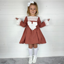 Load image into Gallery viewer, Ceyber Girls Rust Smocked Dress