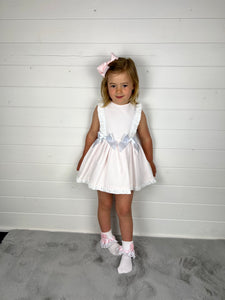 Ceyber Girls Pink Waffle Double Bow Dress