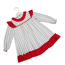 Load image into Gallery viewer, Ceyber Older Girls Red and Grey Stripe Dress