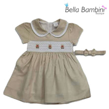 Load image into Gallery viewer, Mabini Girls Beige Teddy Smock Dress