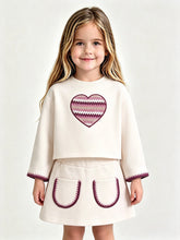 Load image into Gallery viewer, Mayoral Older Girls Cream Love Heart Skirt Set