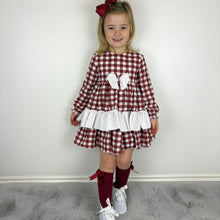 Load image into Gallery viewer, Ceyber Girls Burgundy Gingham Dress