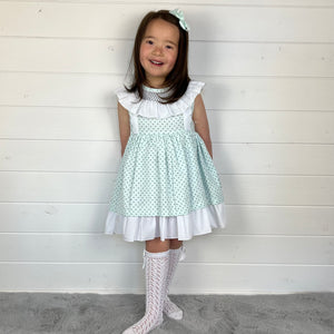 Ceyber Girls Mint Smocked Collar Dress