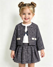 Load image into Gallery viewer, Mayoral Girls Navy Tweed-Knit Skirt Set