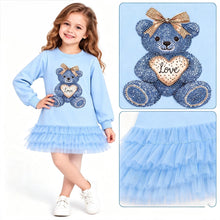 Load image into Gallery viewer, Giorgio Bambini Blue Tulle Diamante Teddy Bear Dress
