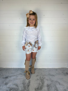 Ceyber Girls Tan Woodland Short Set