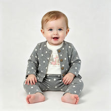 Load image into Gallery viewer, iDO Baby Girls Grey Polka Dot Three Piece Lounge Set
