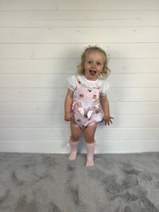 Ceyber Baby Girls Pink Teddy Romper