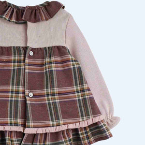 Baby Ferr Baby Girls Plum Check Dress