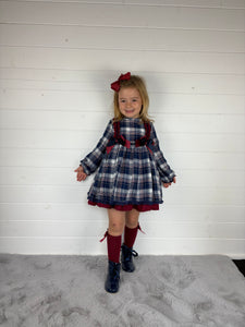 Ceyber Girls Double Bow Red and Navy Dress
