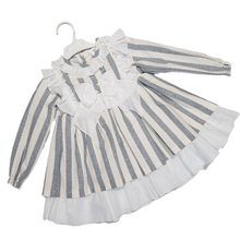 Load image into Gallery viewer, Ceyber Older Girls Cream and Grey Stripe Dress