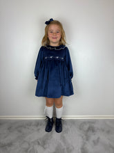 Load image into Gallery viewer, Dulce De Fresa Navy Velvet Dress