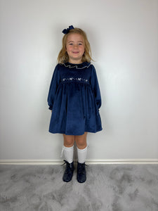 Dulce De Fresa Navy Velvet Dress
