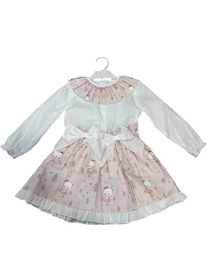 Ceyber Girls Pink Ballerina Bear Skirt Set